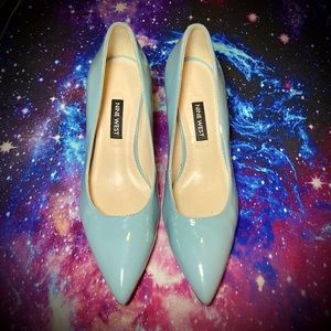 Nine West Patent Margot Pumps Light Blue